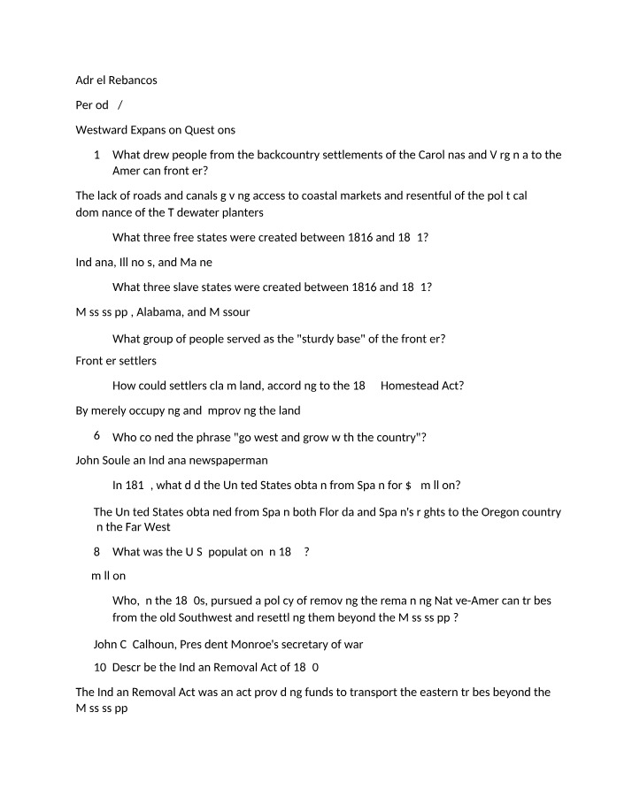 Westward Expansion - Homestead Act, Indian, and Frontier Settlers