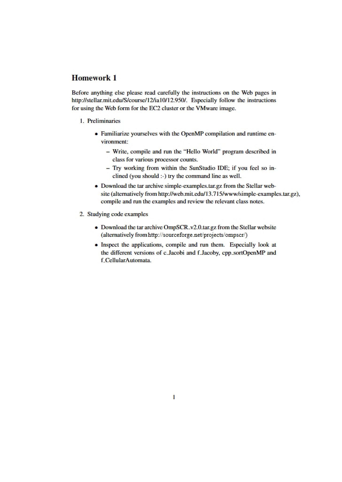First Homework