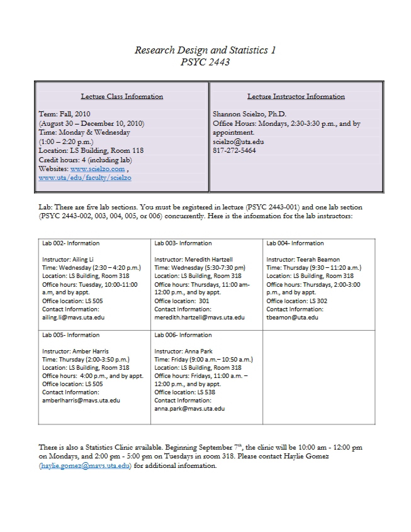 General Course Syllabus