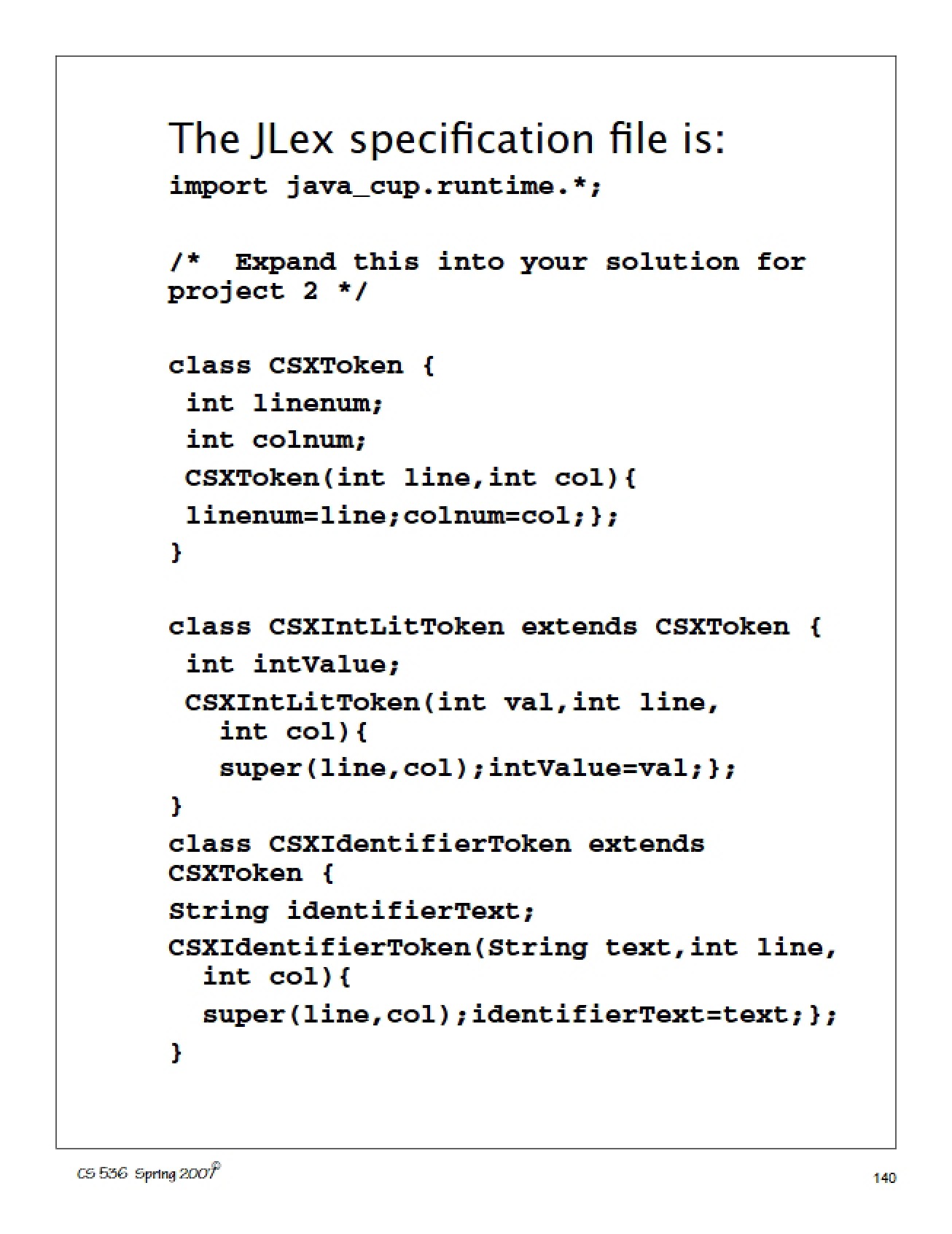 Notes for Class CS 536
