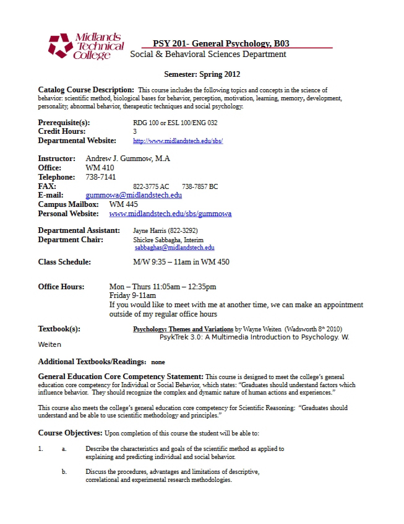 Section B03 General Psychology Materials