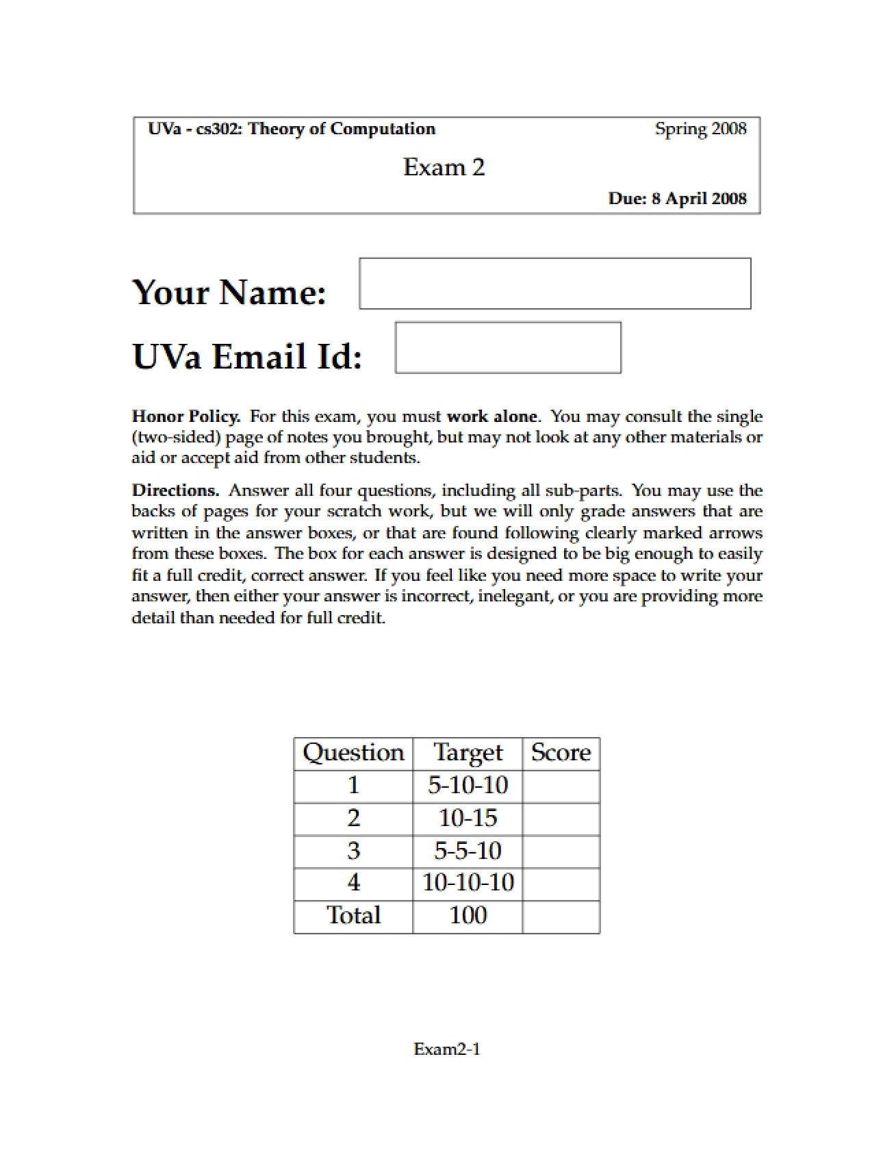 Second Examination
