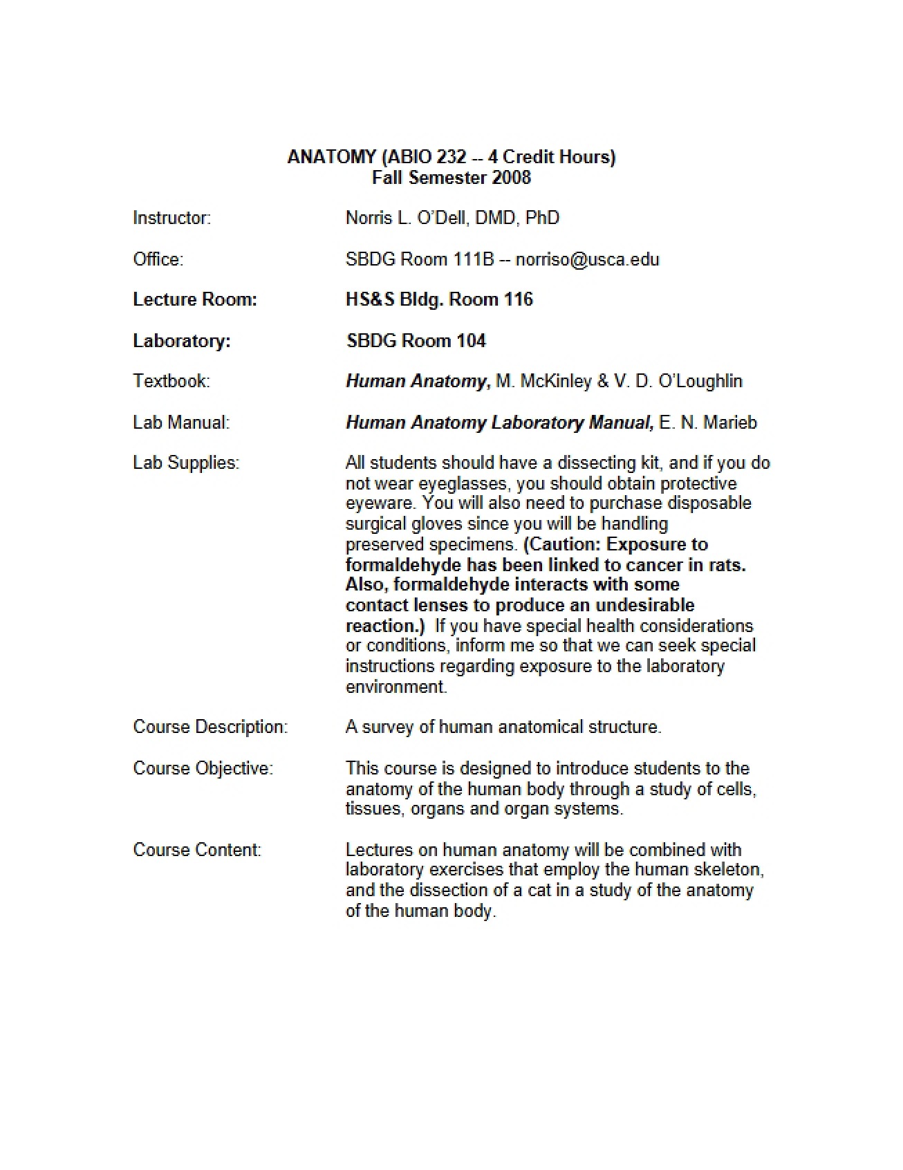 Odell Section (ABIO 232)