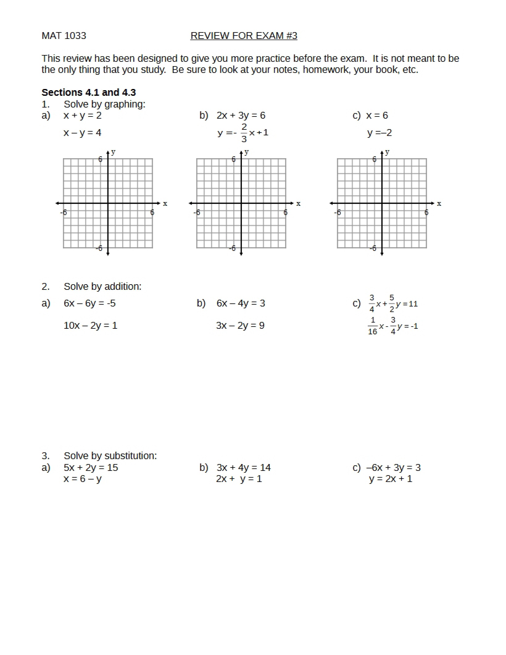 MAT 1033 Exam Review