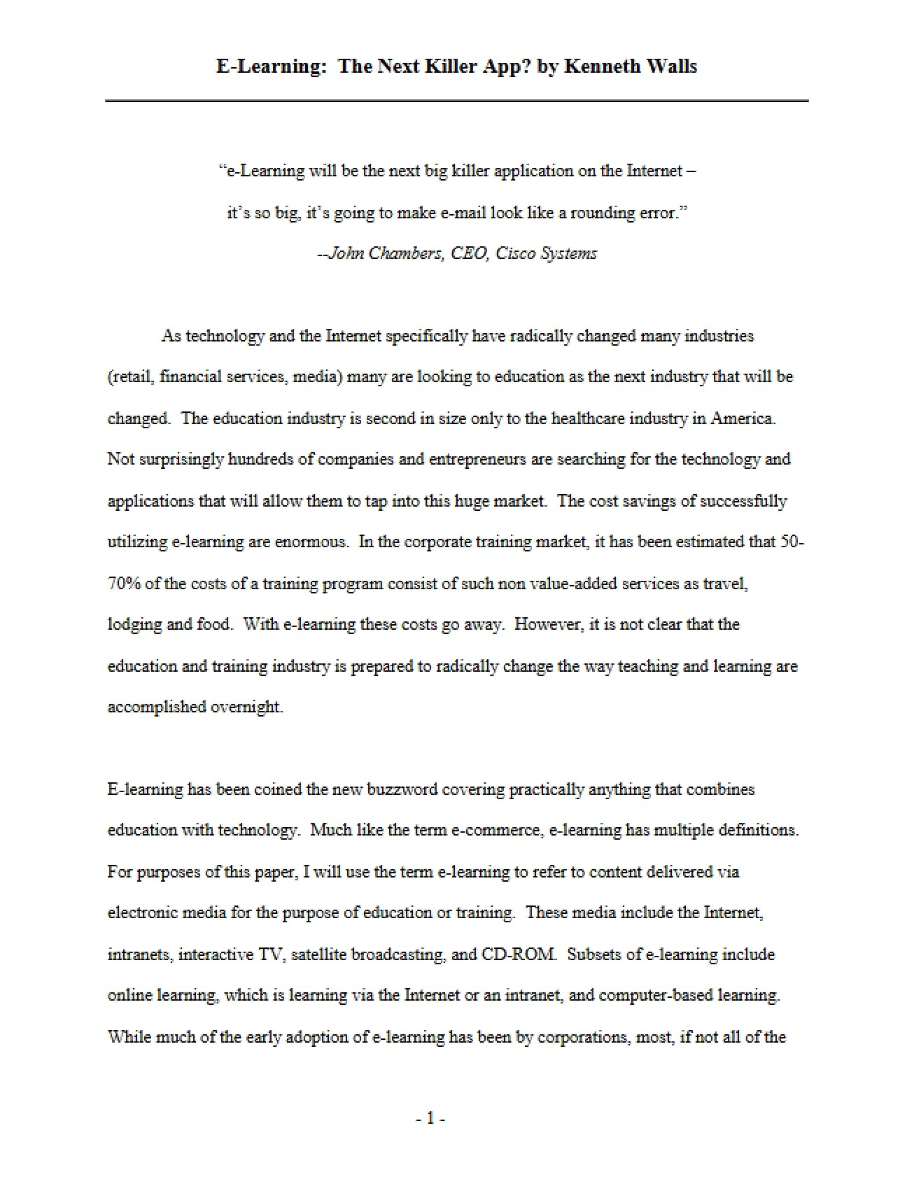 Paper on E-Learning (Walls)