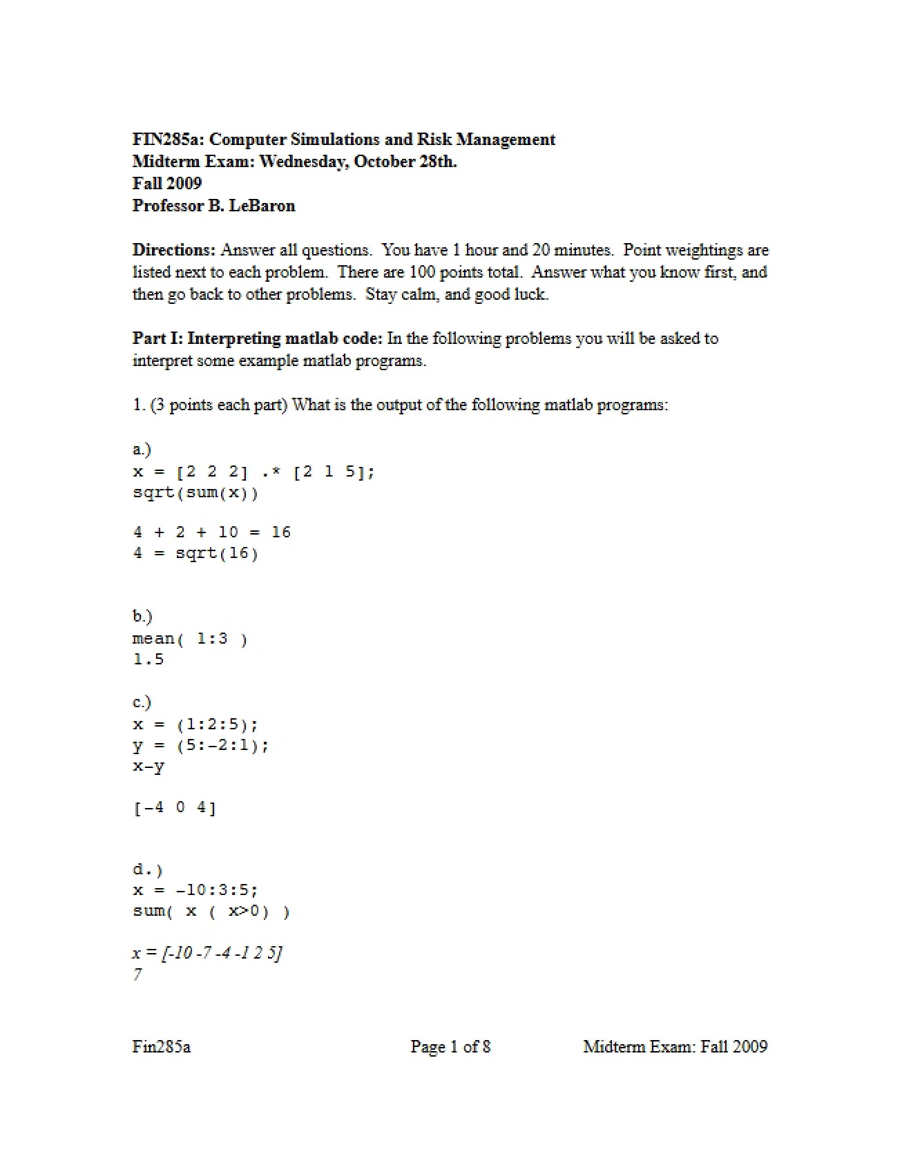 Risk Management and Simulations