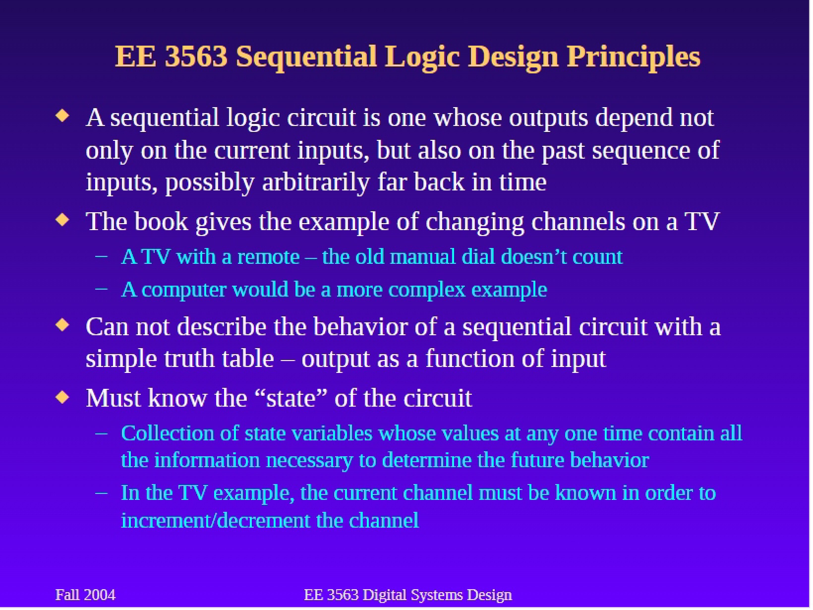 Principles of Design for Sequential Logic