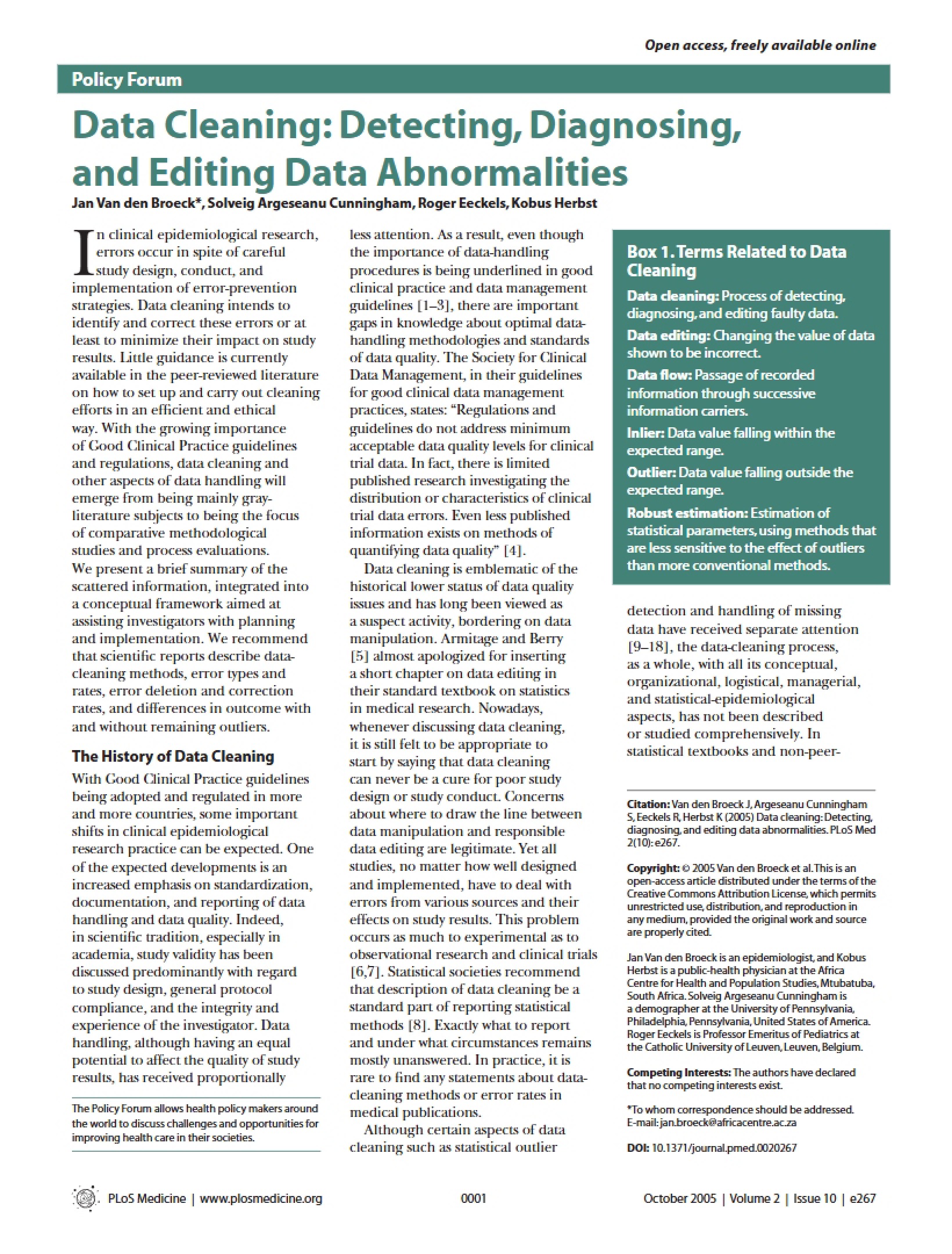 Cleaning of Data