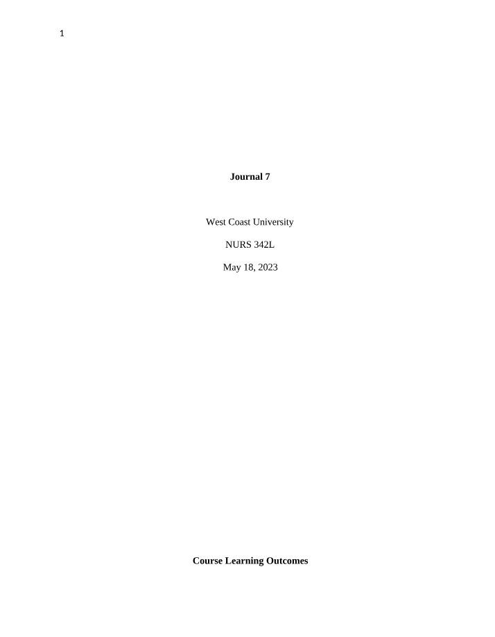 Clinical Journal Entry 7