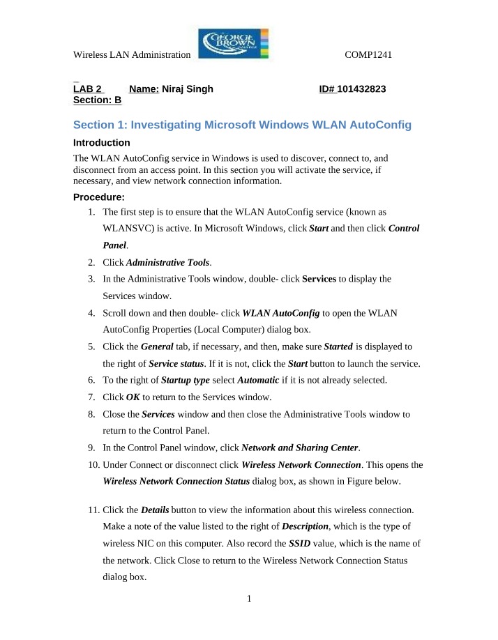 Wireless LAN Administration - Configuring WLAN AutoConfig