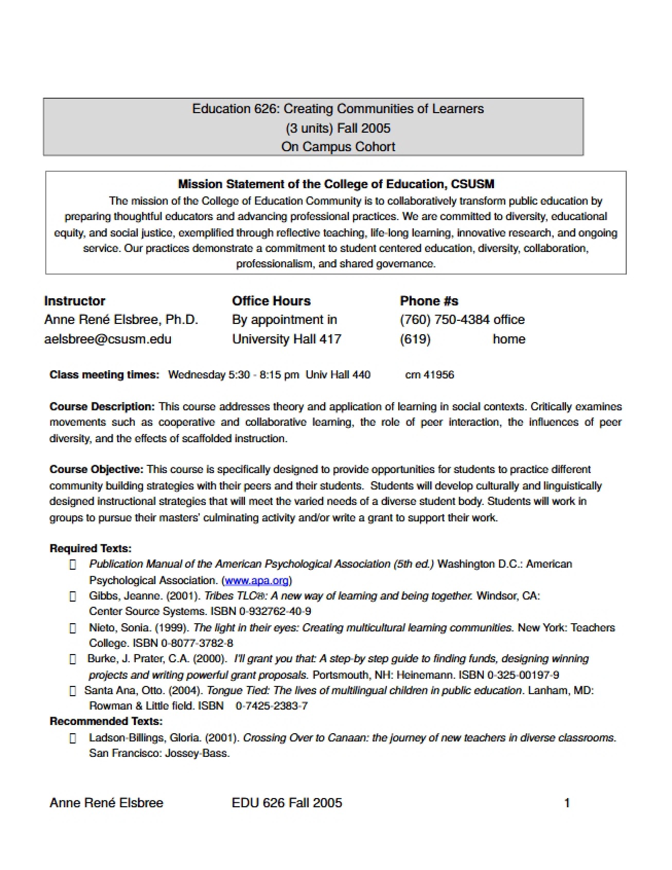 Syllabus for Creating Learner Communities