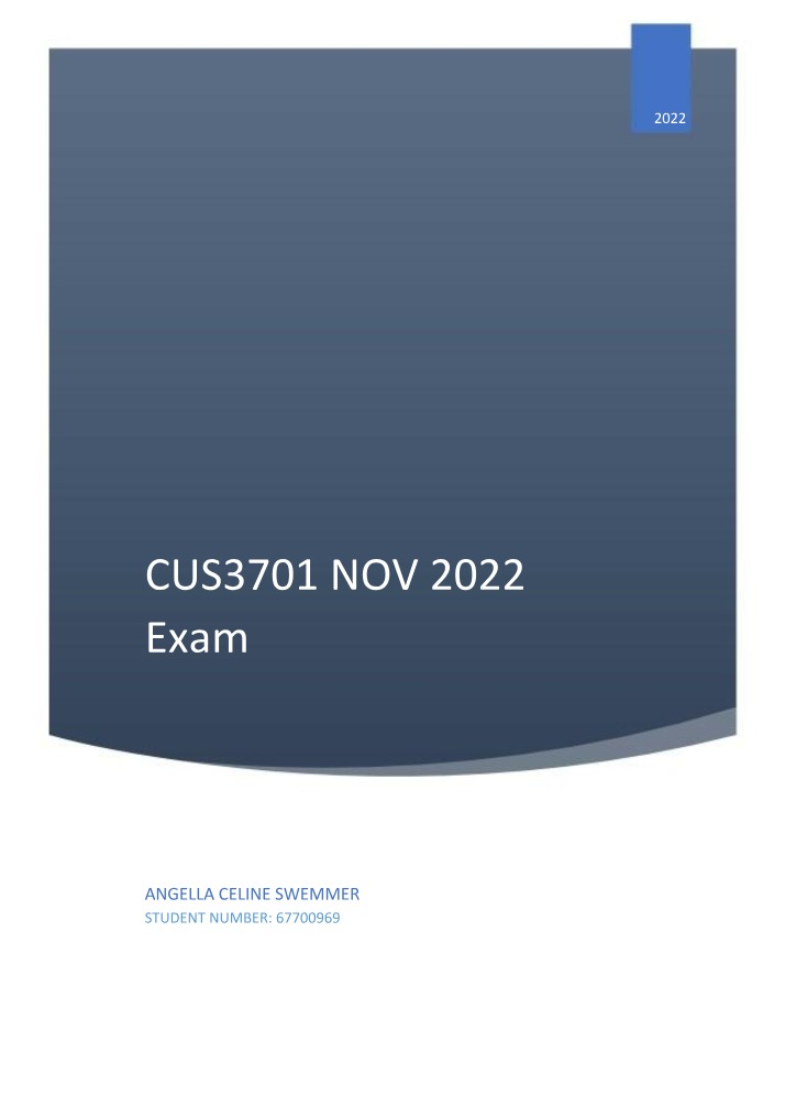 CUS3701 - November 2022 Exam