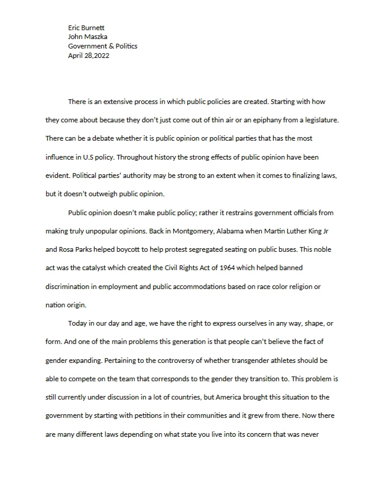 Analysis of United States Policy