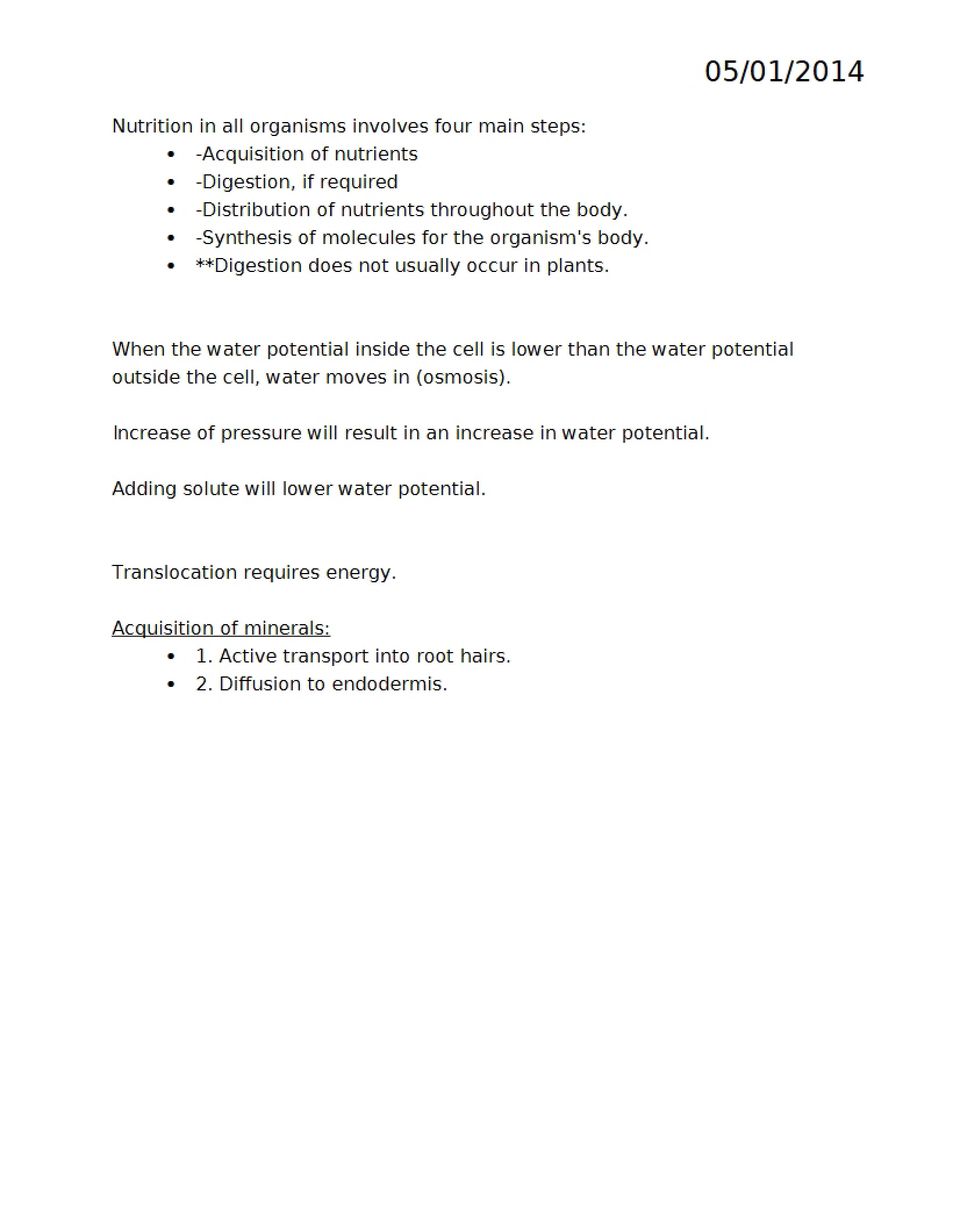 Nutrition Biology