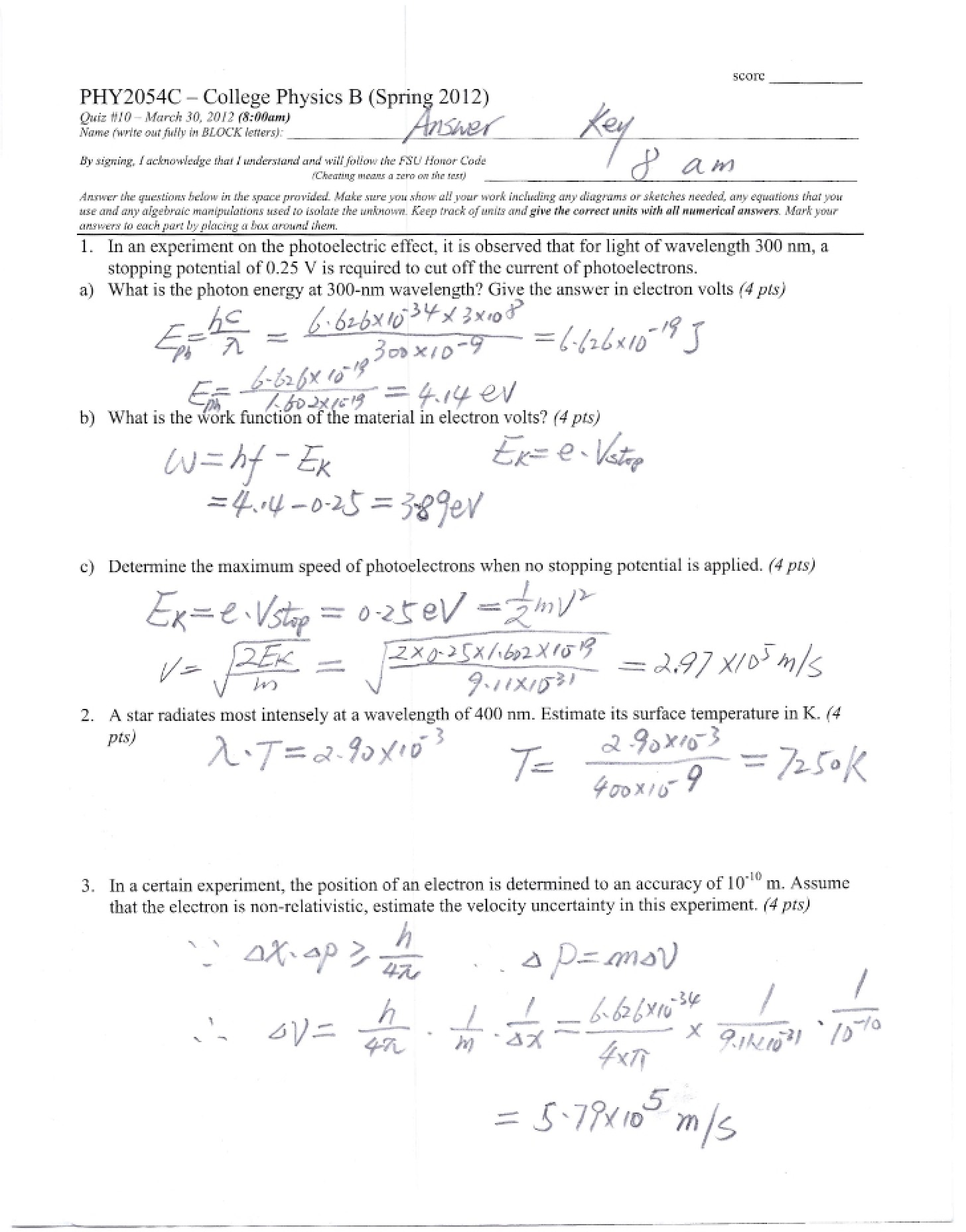 Tenth Quiz