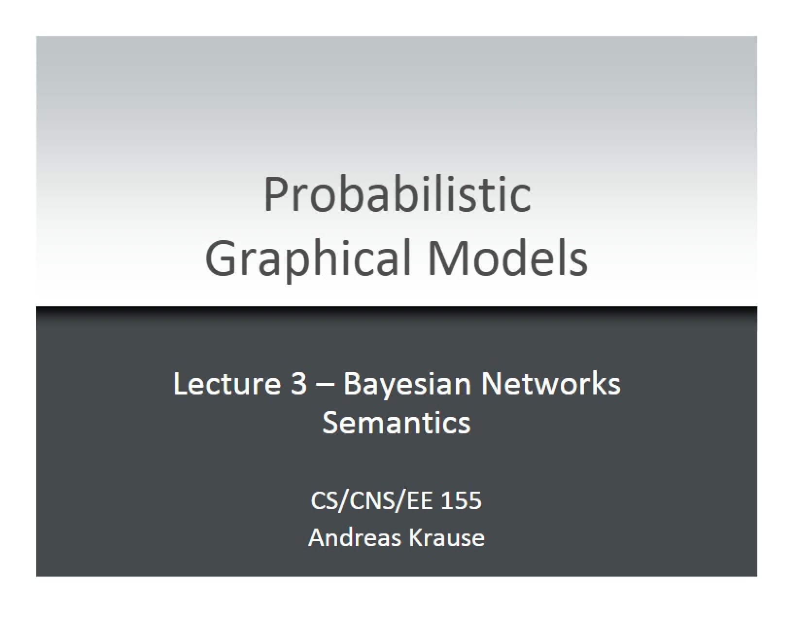 Models Probabilistic Graphical