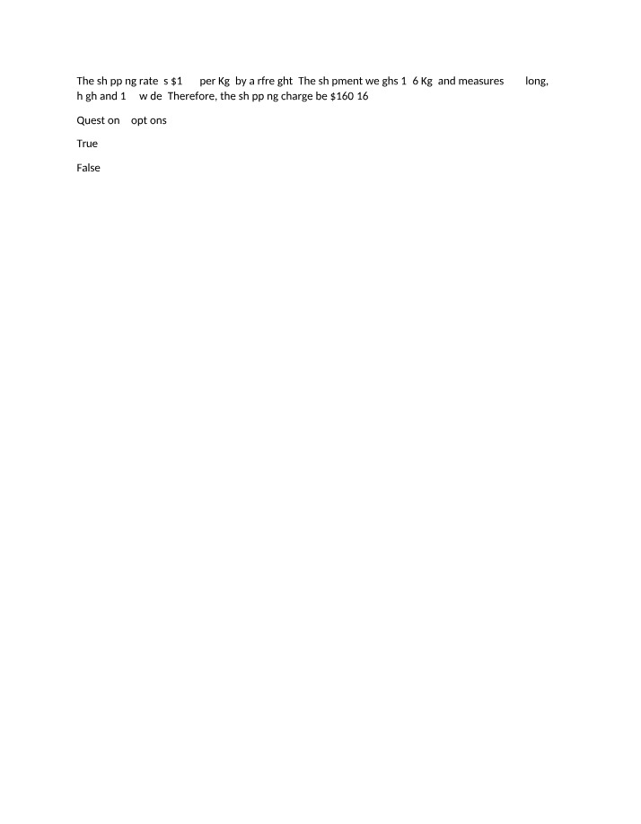 Airfreight Rate Calculation Question