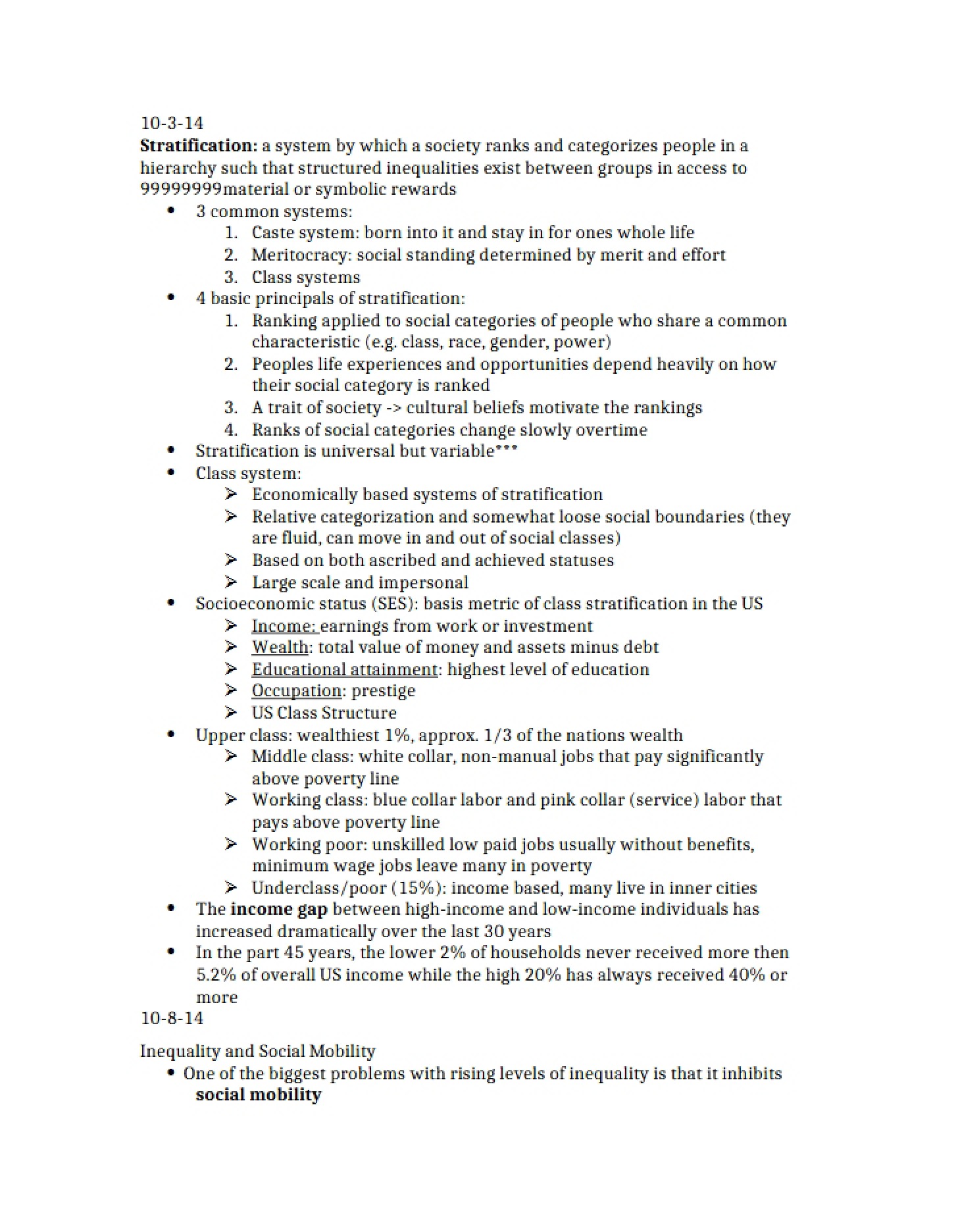 Stratification Systems