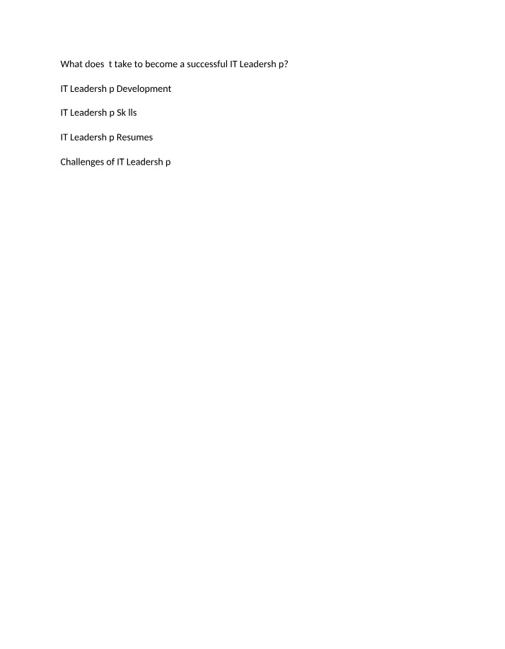 IT Leadership Skills - Development and Challenges
