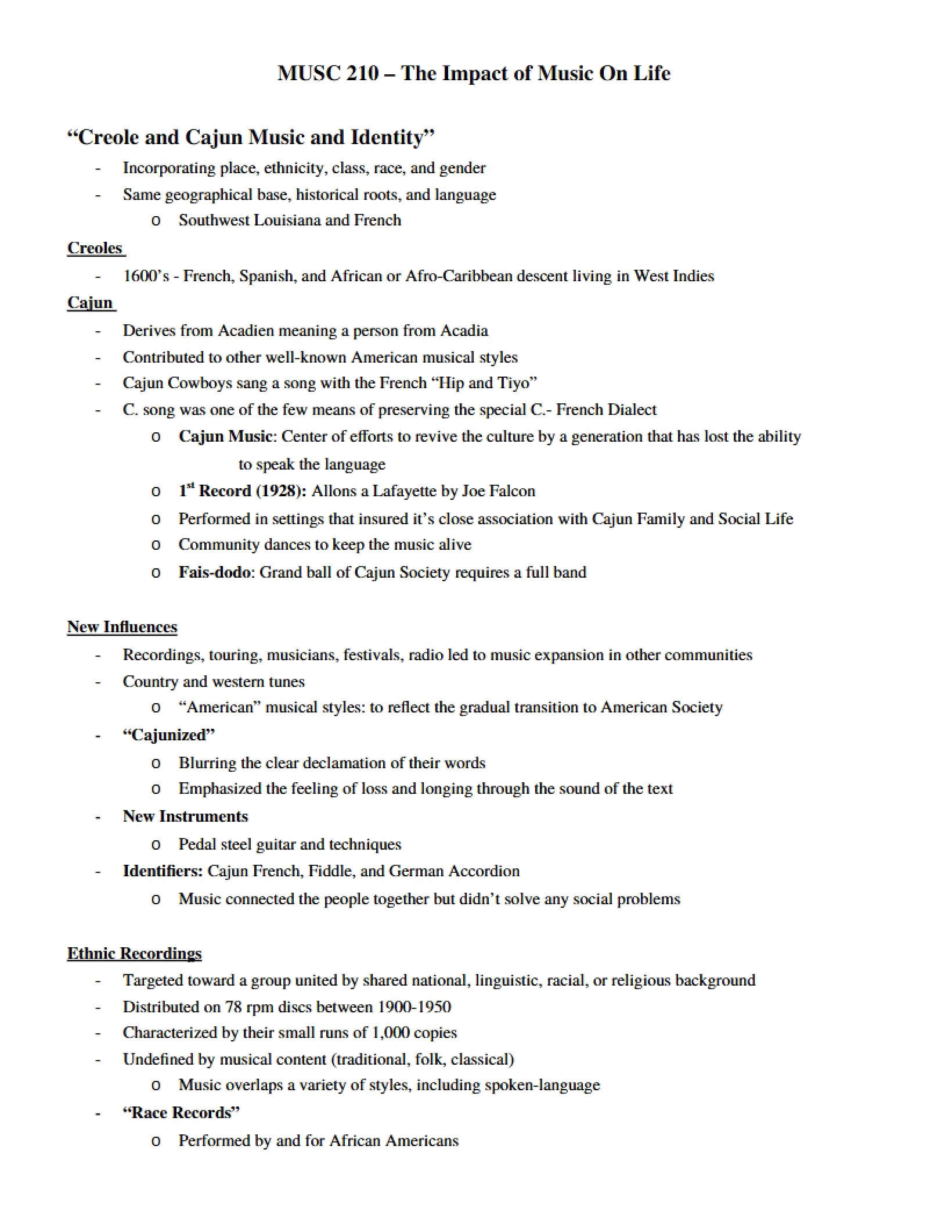 Life Impact of Music Overview