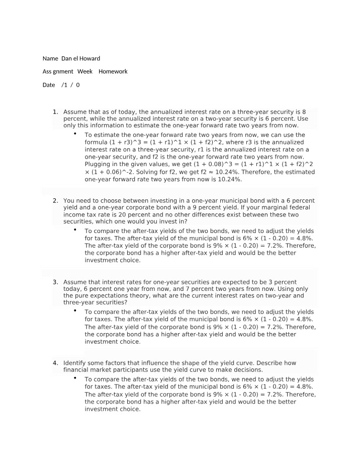 Estimating Forward Rates for Investment Decisions