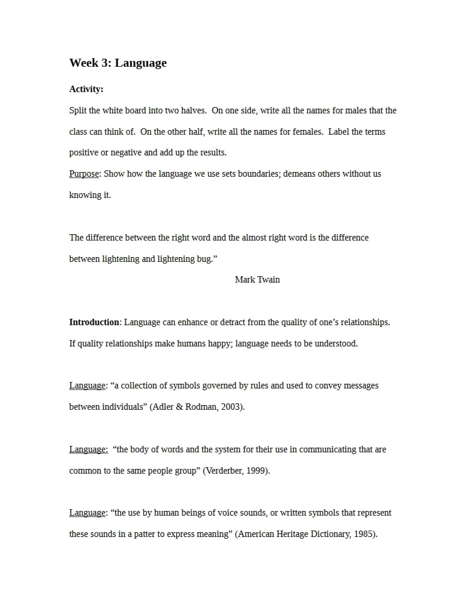 Language Notes