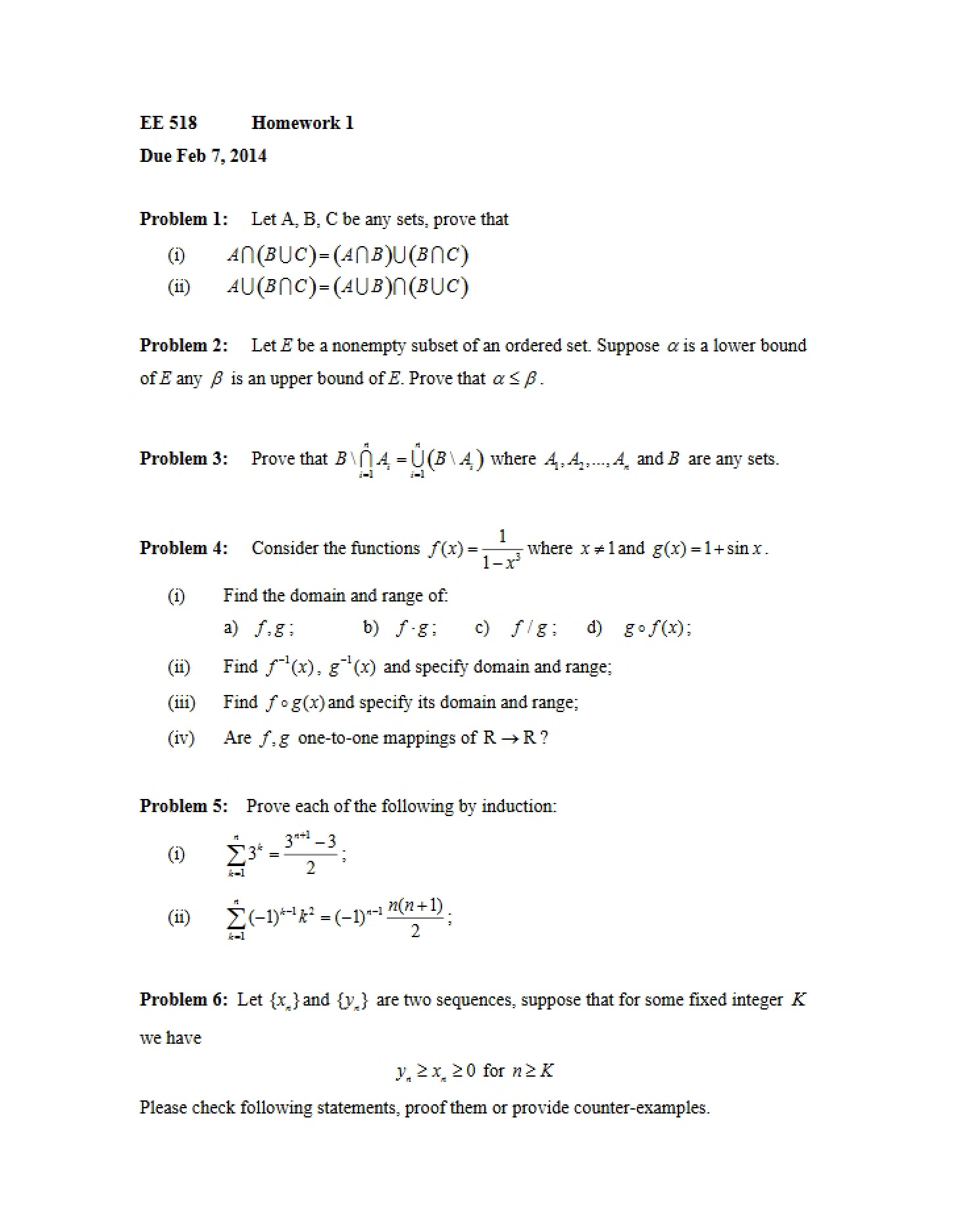 Homework One for EE518
