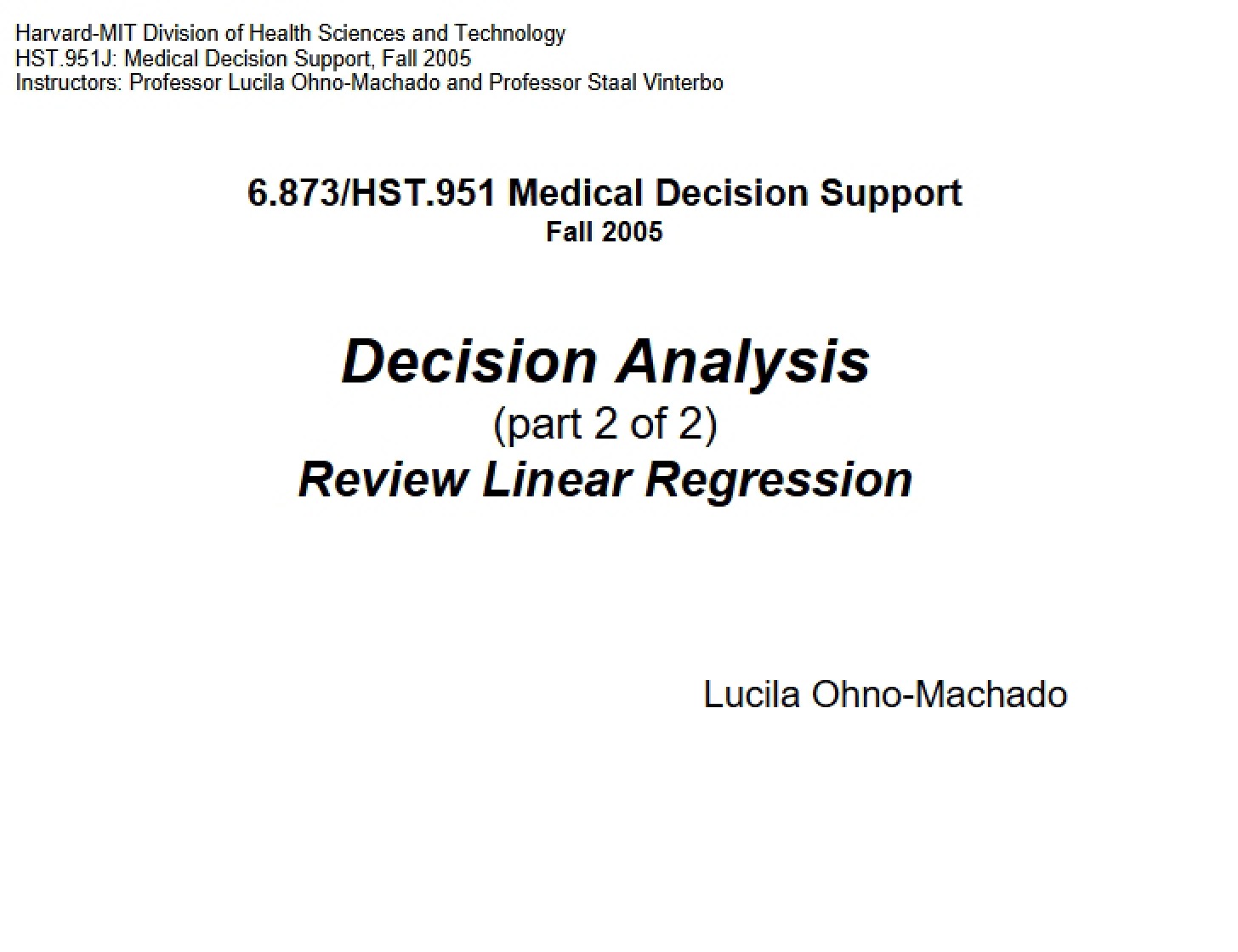 Regression Analysis (Linear)