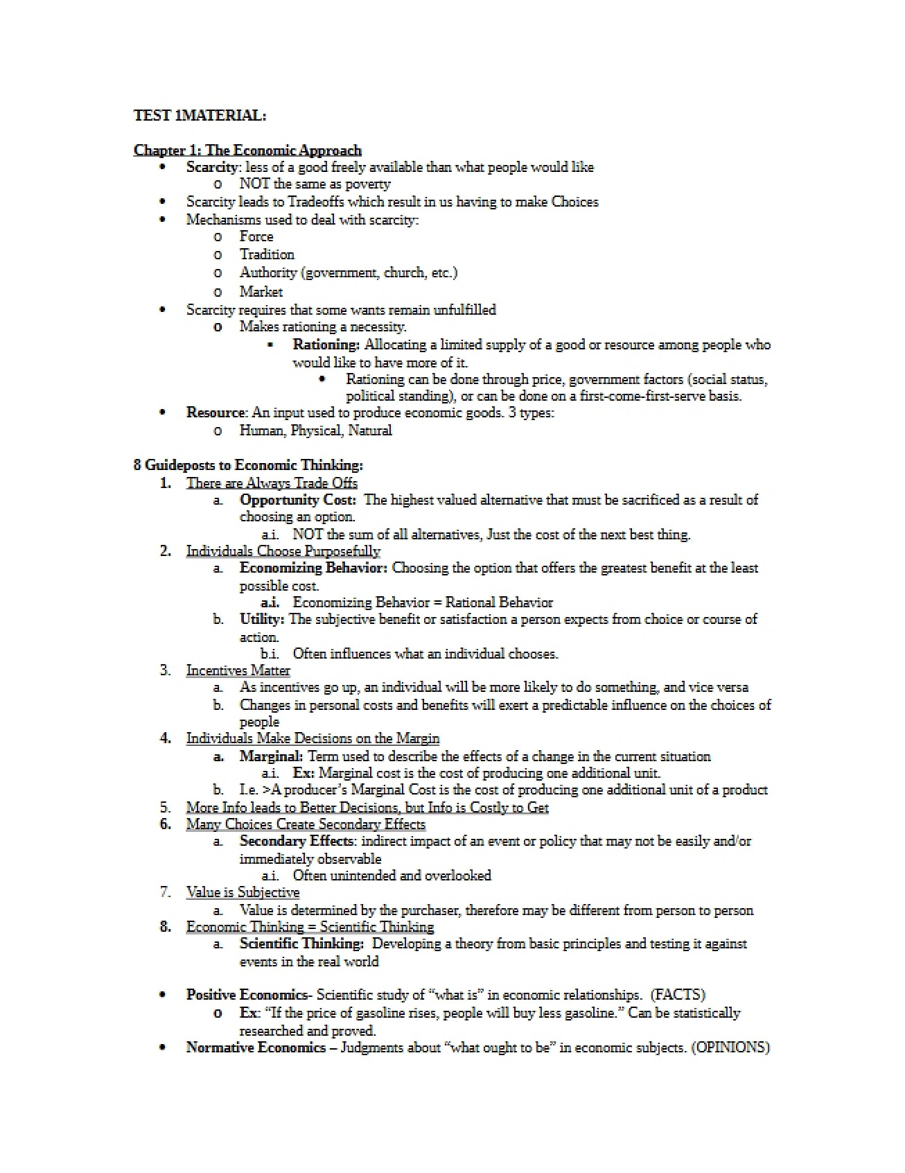 Content for the First Test