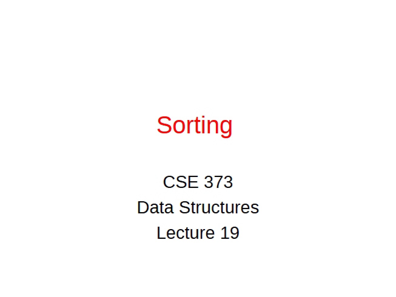Sorting Algorithms