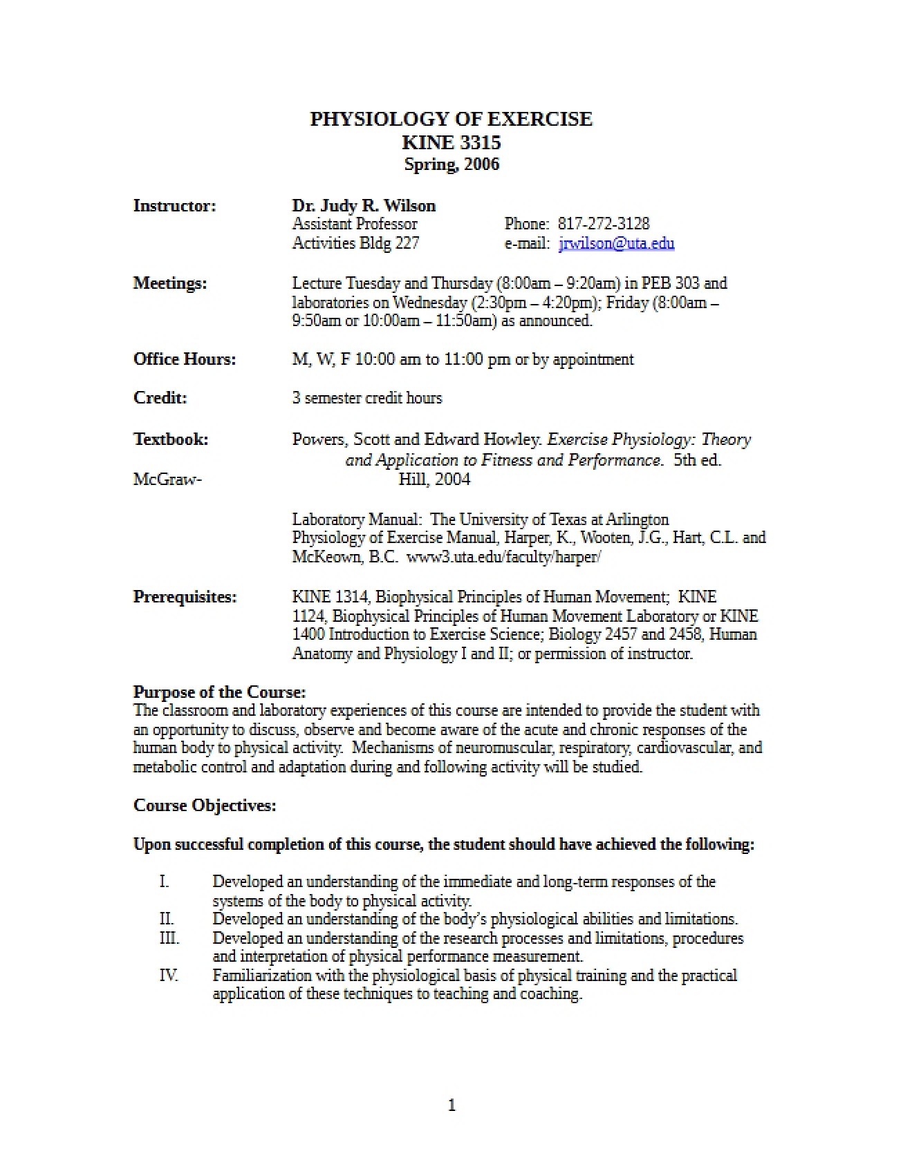 Course Requirements and Syllabus