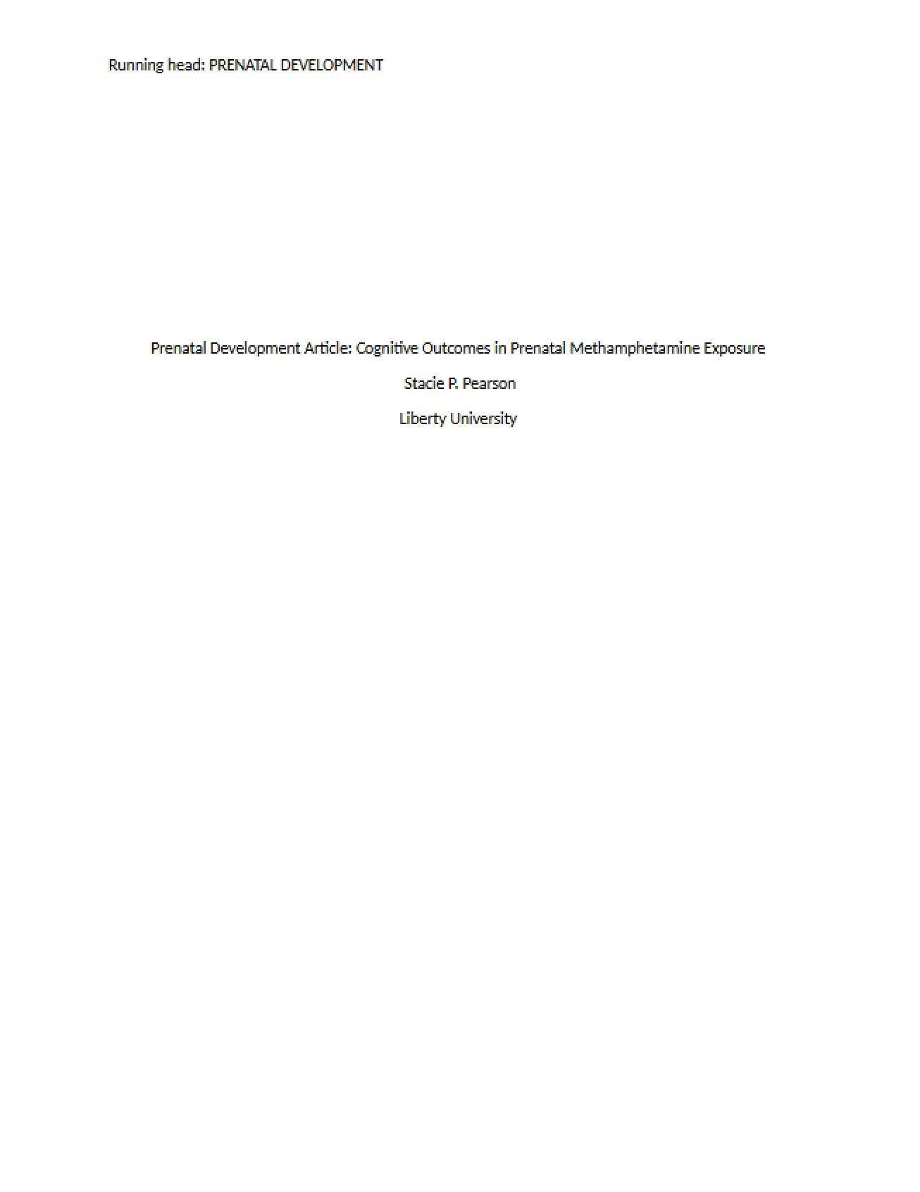 Essay on an Article About Prenatal Development
