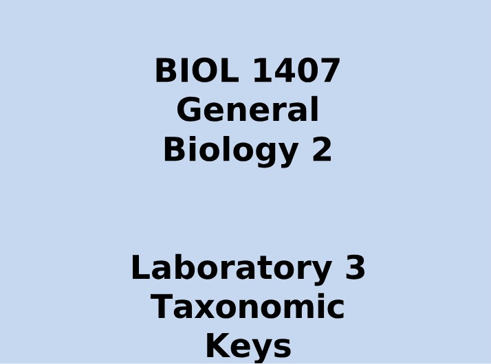 Taxonomic Keys - Guide to Identifying Organisms