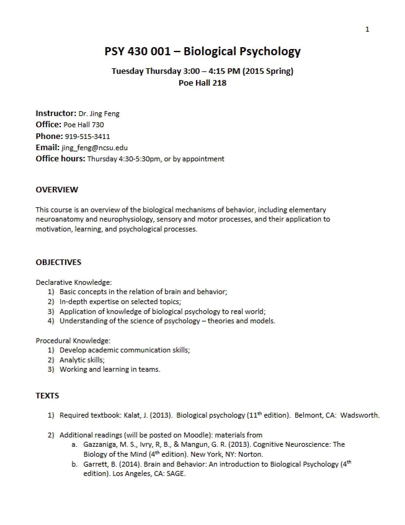 Life Sciences Calculus B Syllabus