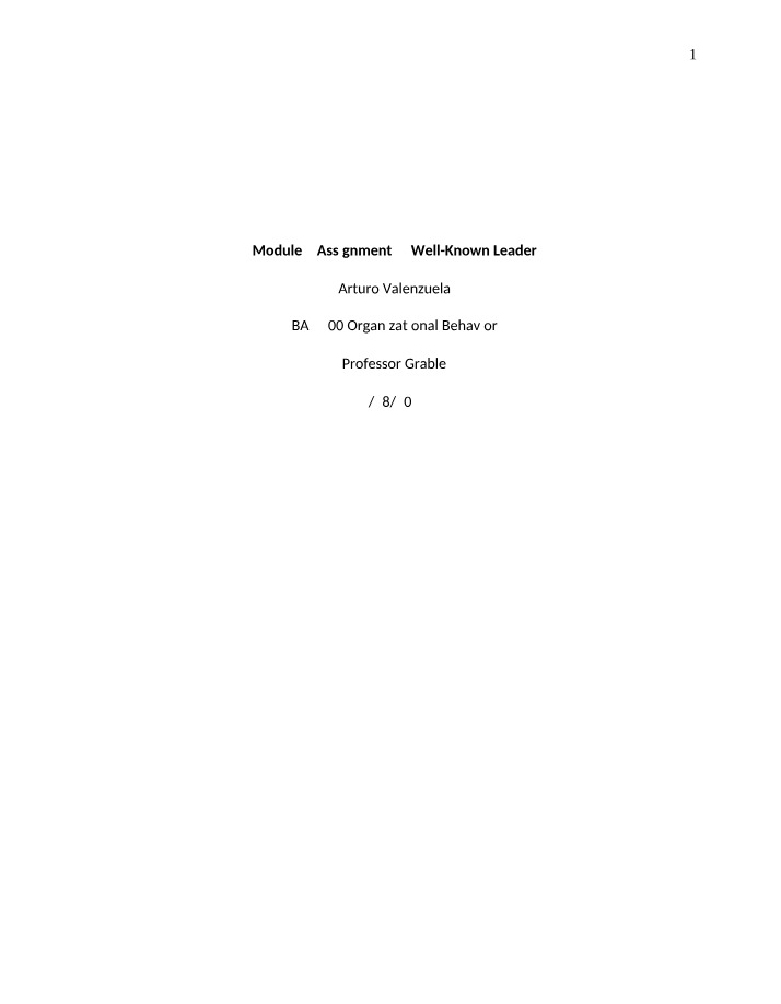 Well-Known Leader - Module 5 Assignment 3
