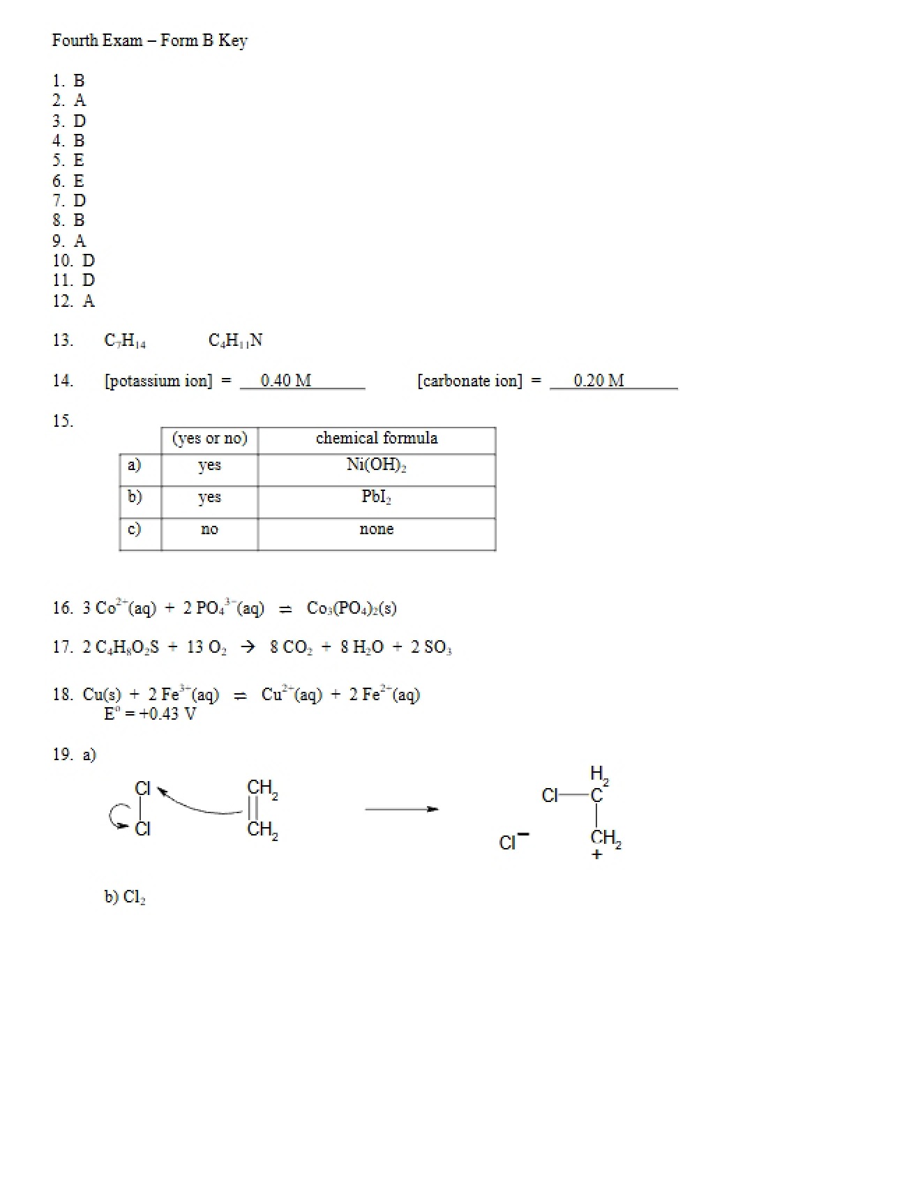 Key for Exam 4B