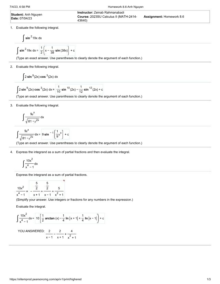 Calculus II Homework 8.6