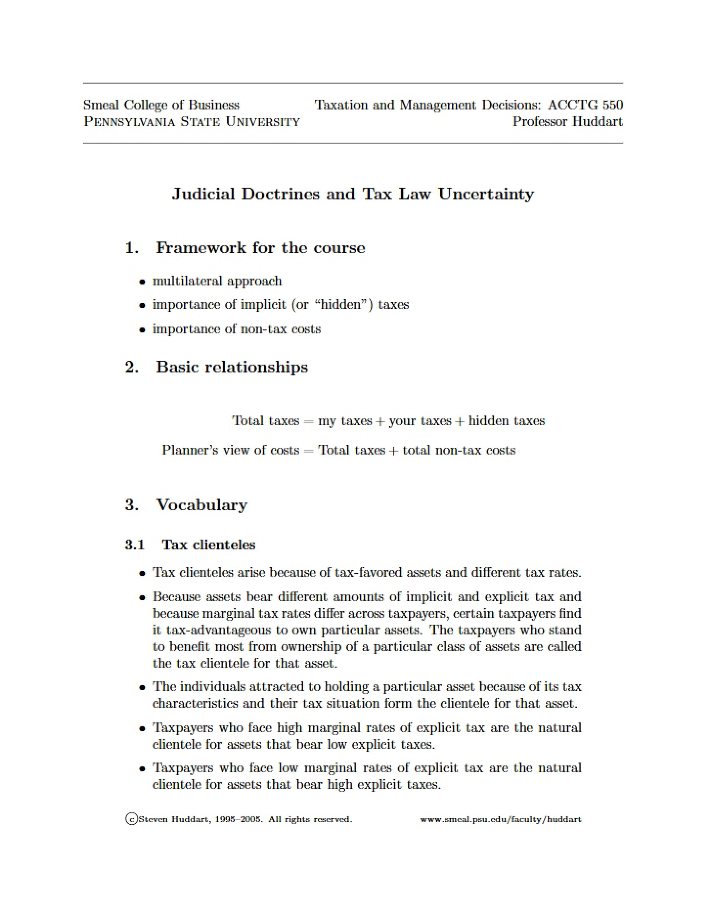 Tax Law Uncertainty and Judicial Doctrines