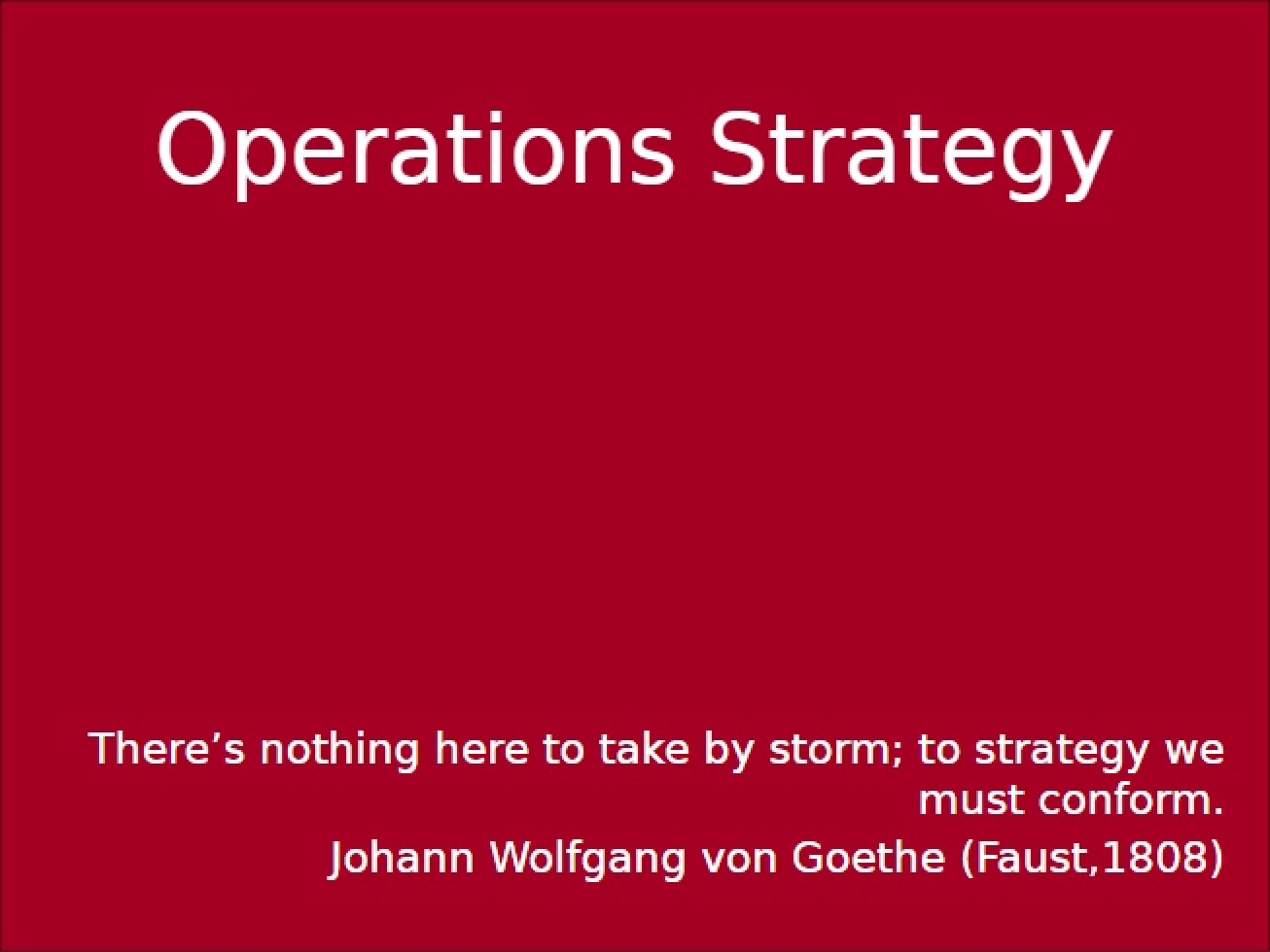 International Operations Strategy
