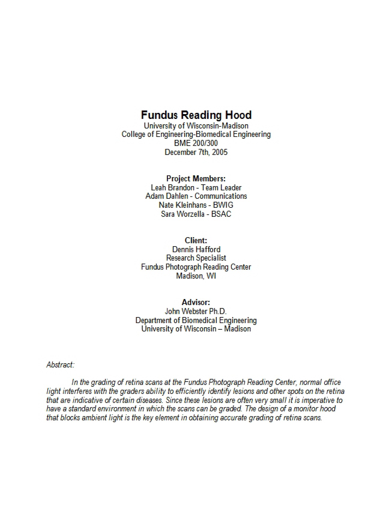 Reading Hood for Fundus Exams