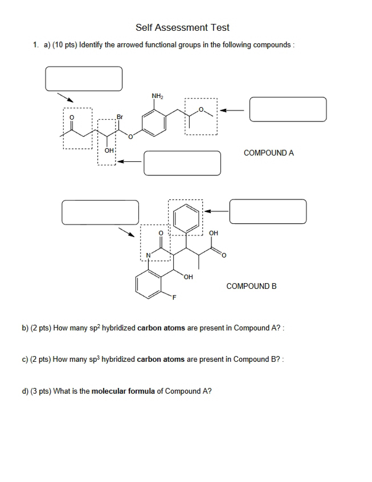Self-Assessment Test for Organic Chemistry II