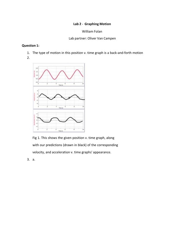 Analyzing Position, Velocity, and Graphing Motion Lab
