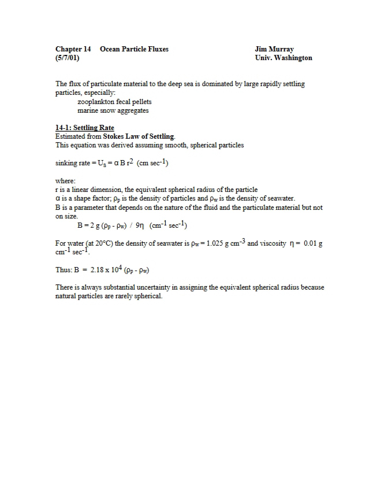 Notes from Class
