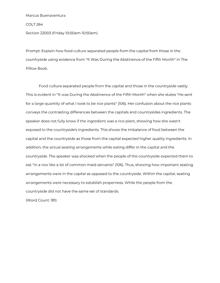 Writing Assignment 6 for COLT 264
