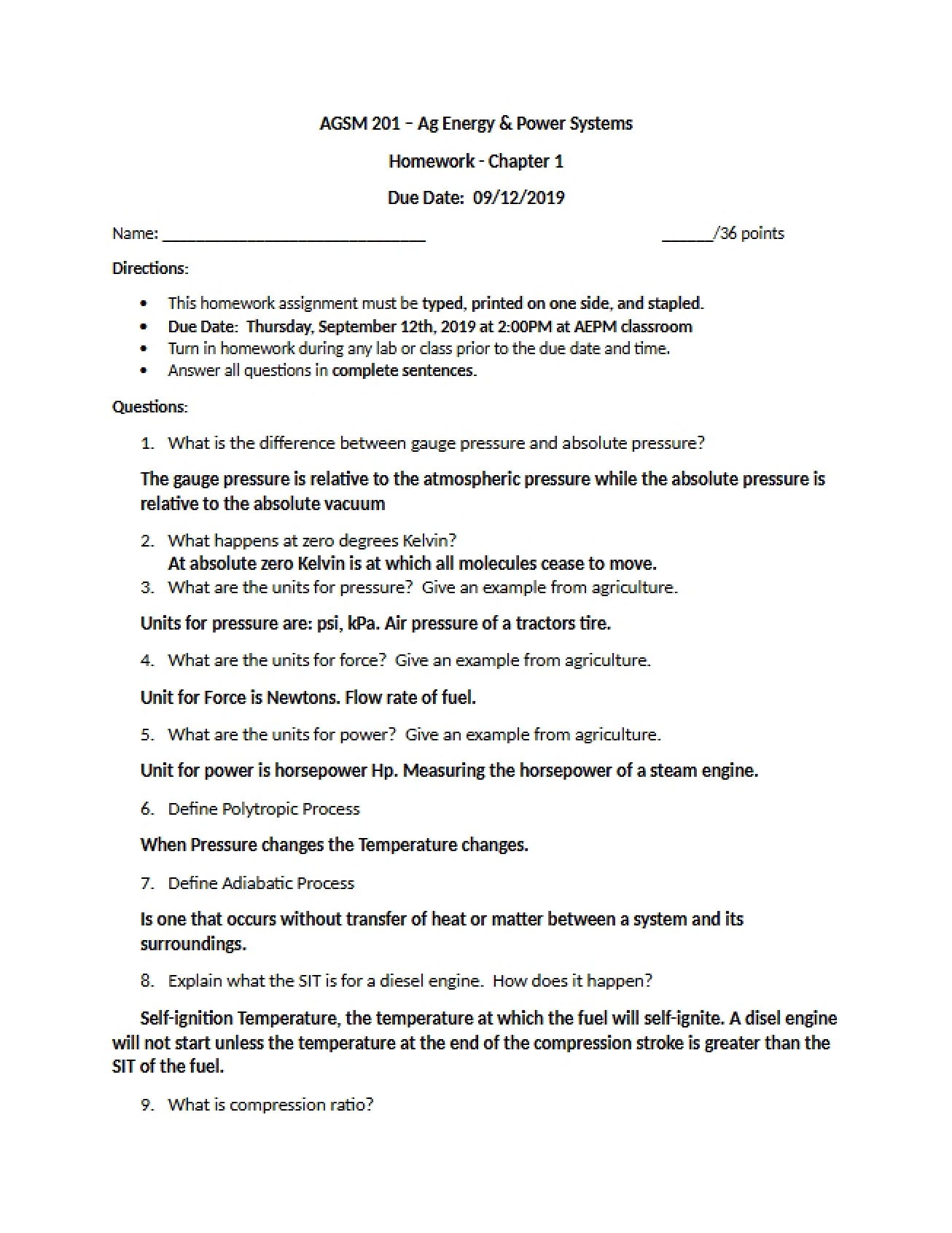 First Chapter Homework for Farm Tractors and Power Units
