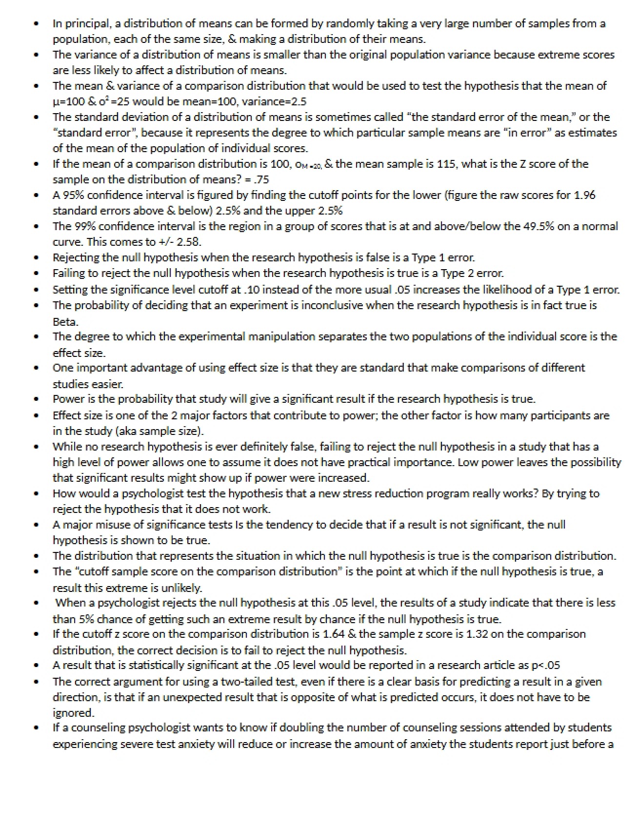 Cheat Sheet for Second Test