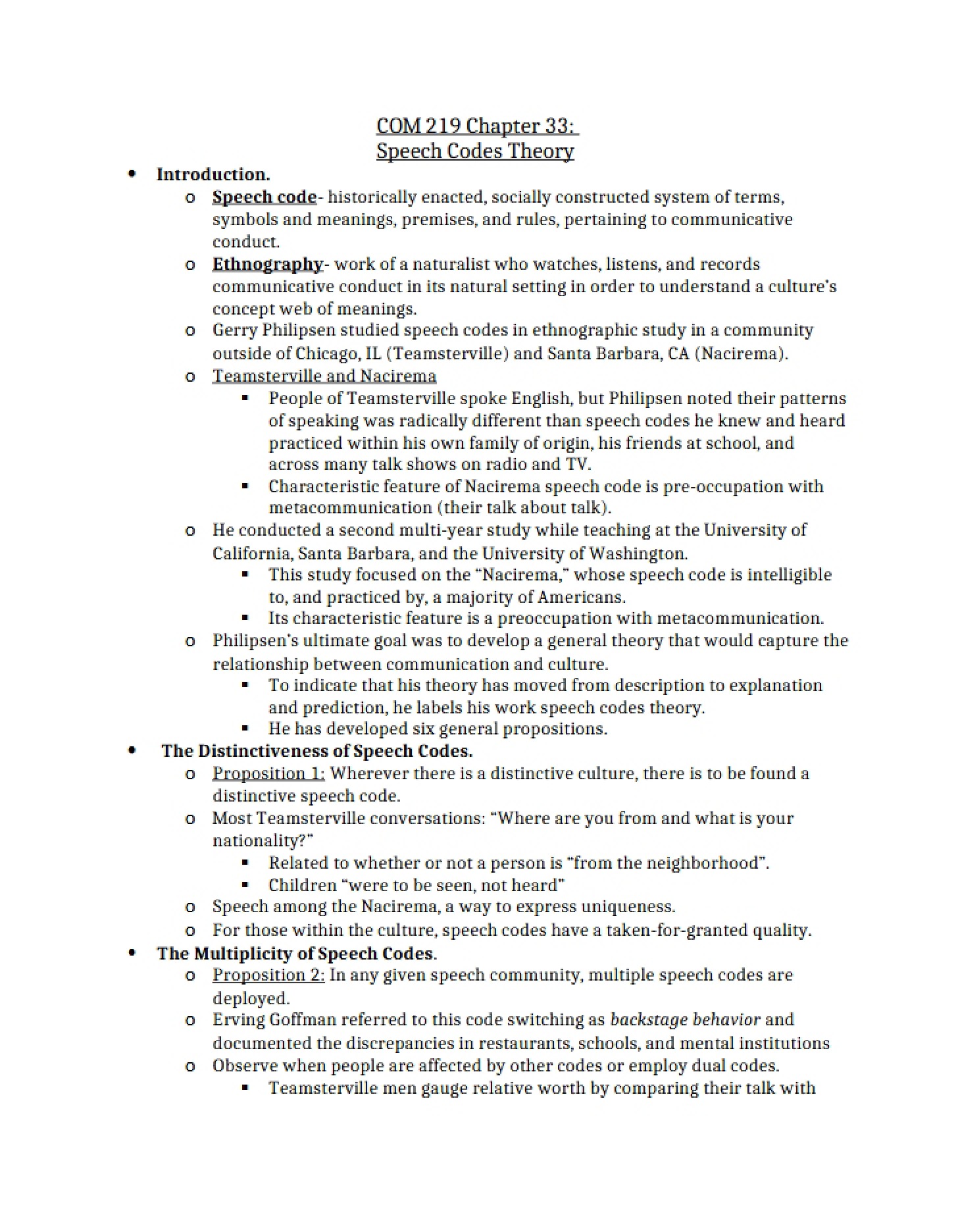 Theory of Speech Codes