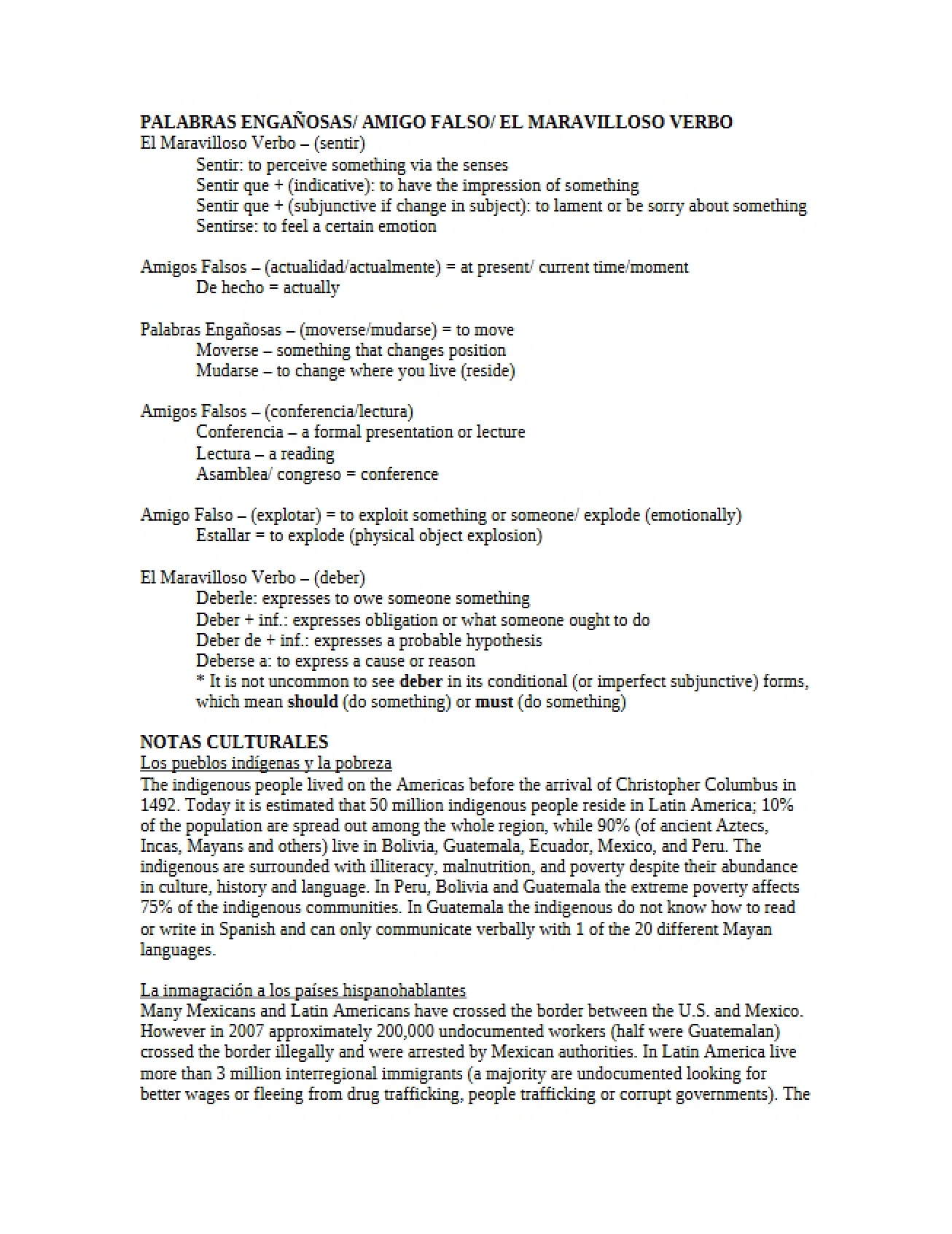Intermediate Spanish II Notes