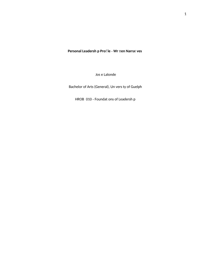Written Narratives for Personal Leadership Profile