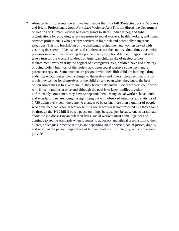 Bill 1422 Abstract